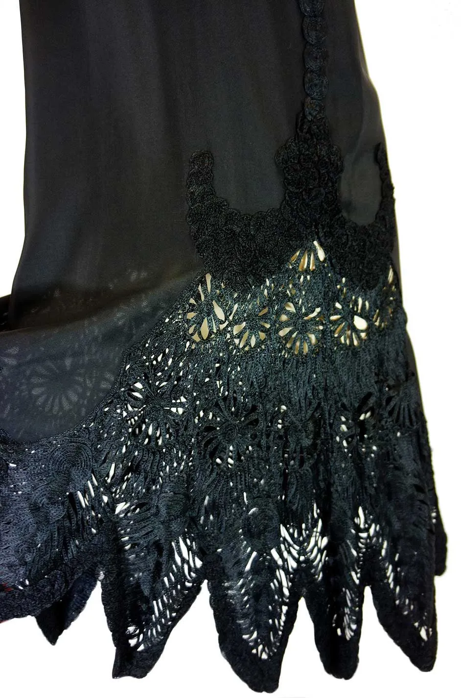 1920s Silk & Silk Rafia Hem Flapper Dress