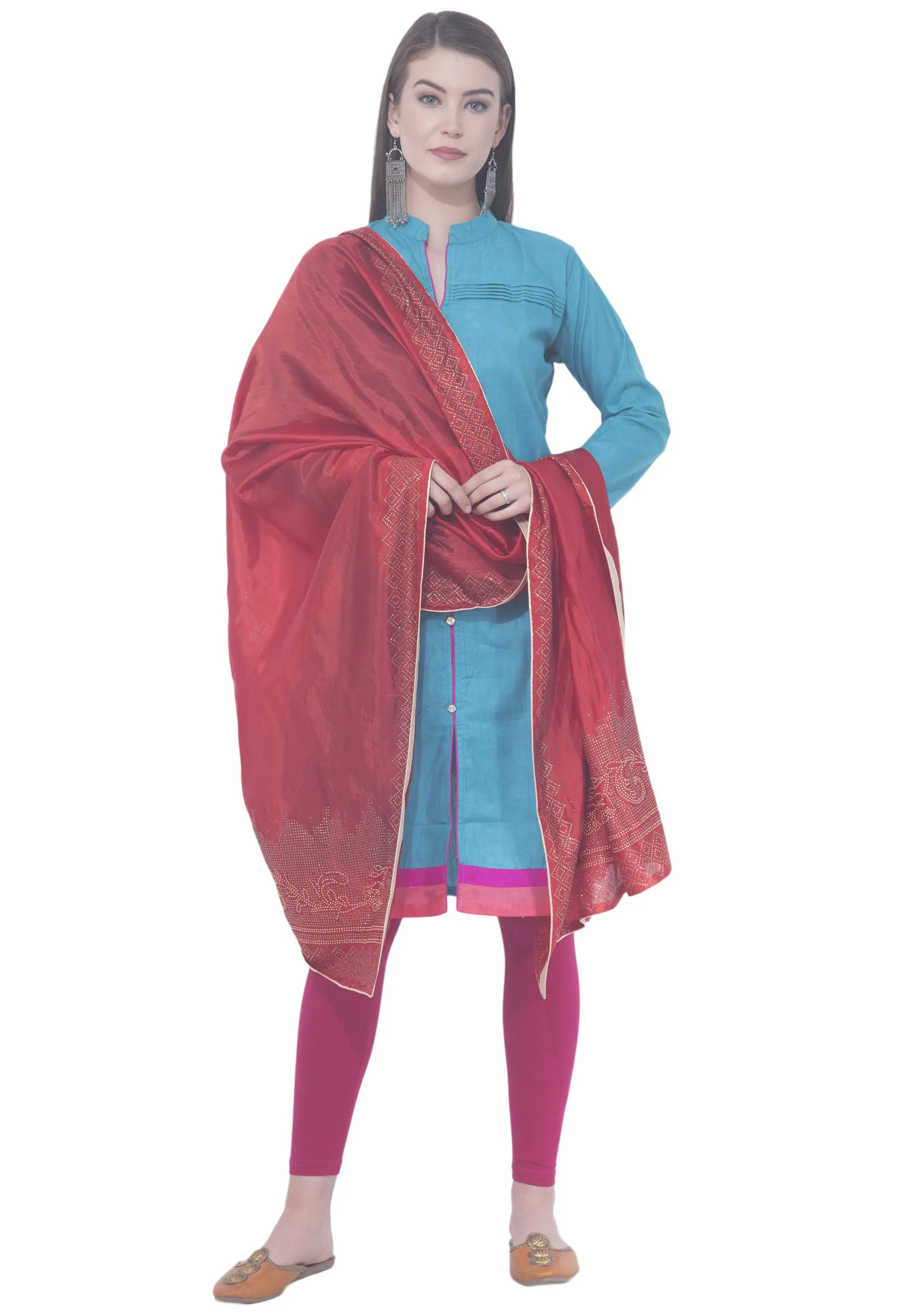 A R SILK Red Color Silk siroski Silk Dupattas and Chunnis