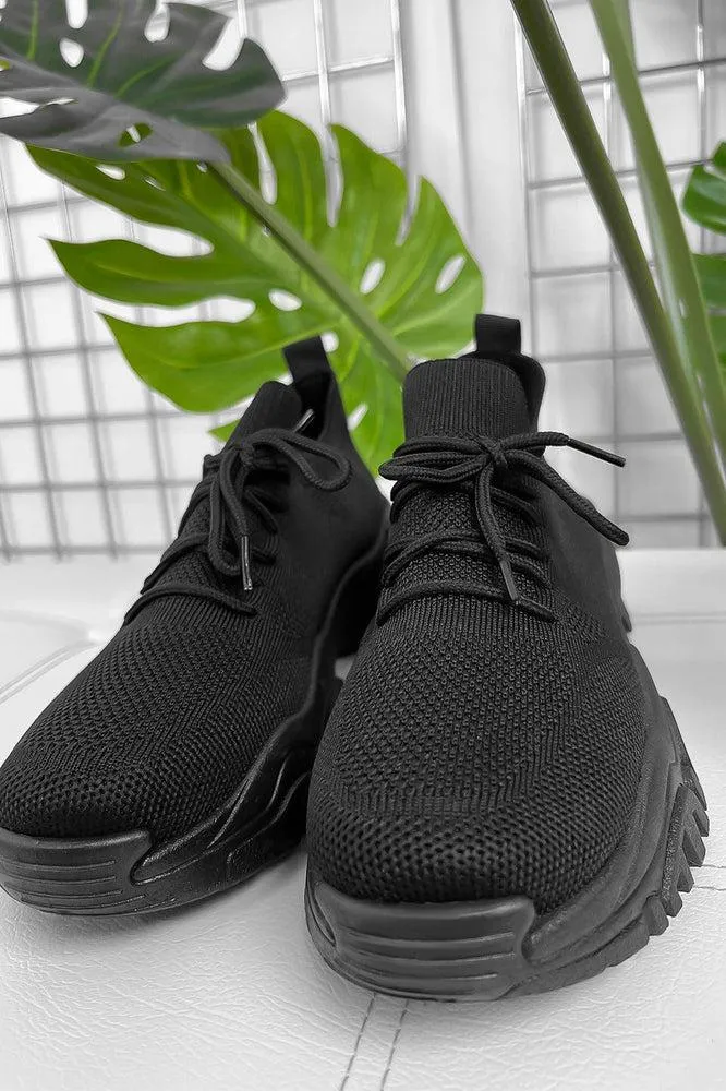 All Black Polyester Trainers