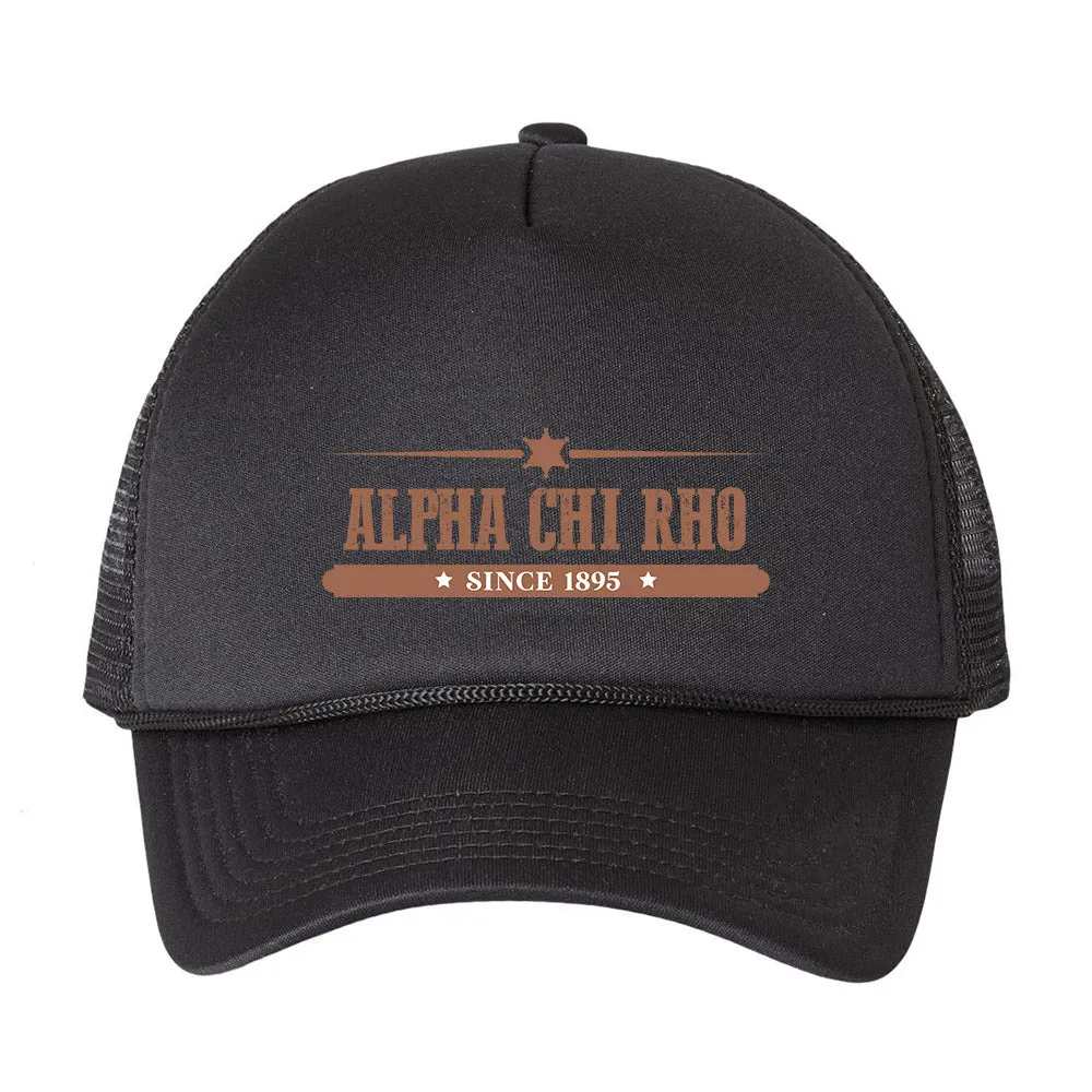 Alpha Chi Rho Outlaw Wrangler Trucker Hat Polyester Cap