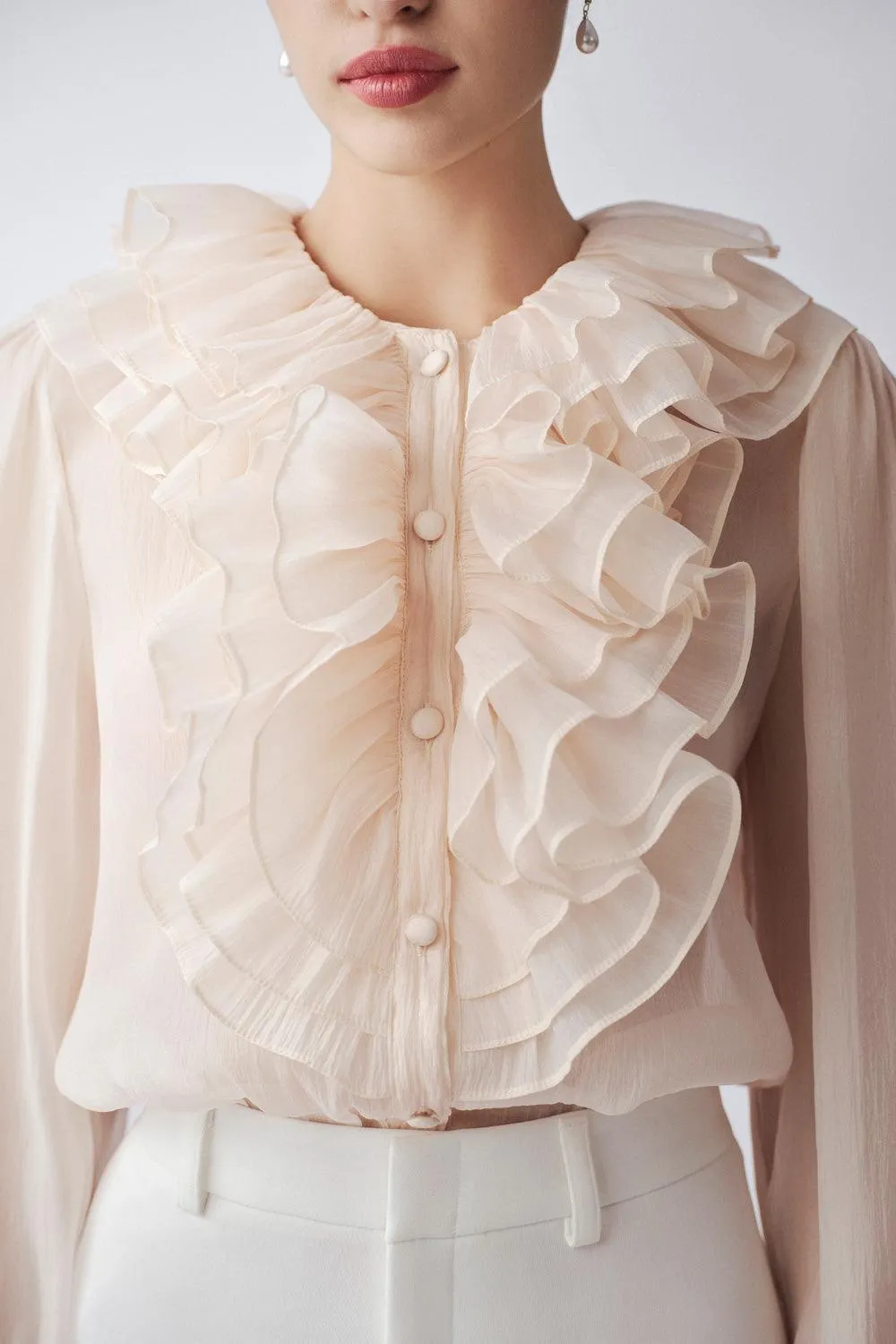 Amanda Straight Poet Sleeved Polyester Blouse