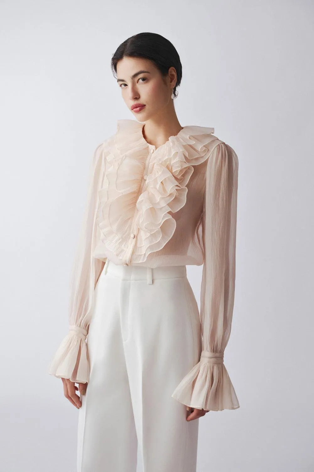 Amanda Straight Poet Sleeved Polyester Blouse