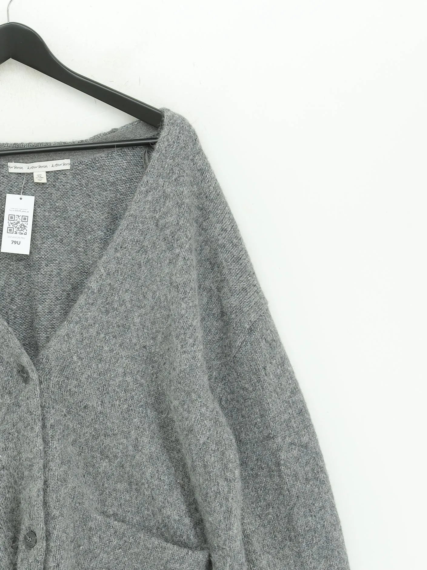 & Other Stories Women's Cardigan M Grey Wool with Other, Polyester