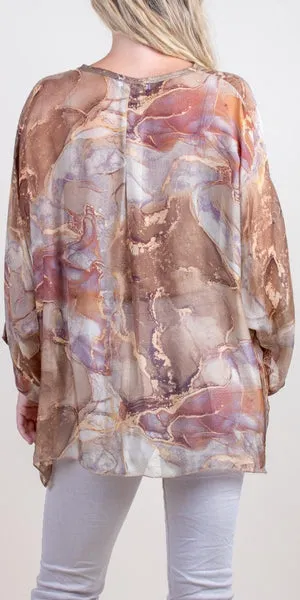 ANGELO MARBLE SILK BLOUSE