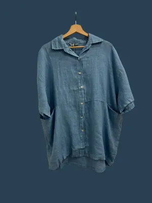 Arica Linen Top in Light Denim