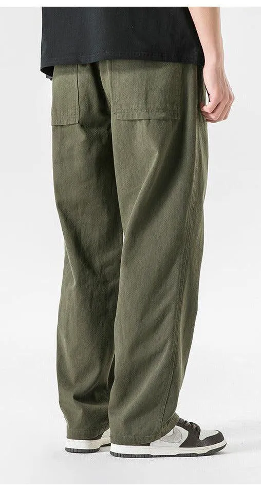 Army Green Baggy Fit Straight Leg Jeans