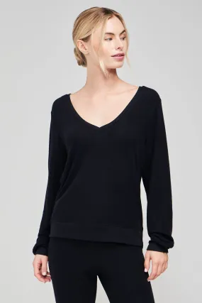 Baggy Beach Jumper Deep V | Jet Black Poly Dye