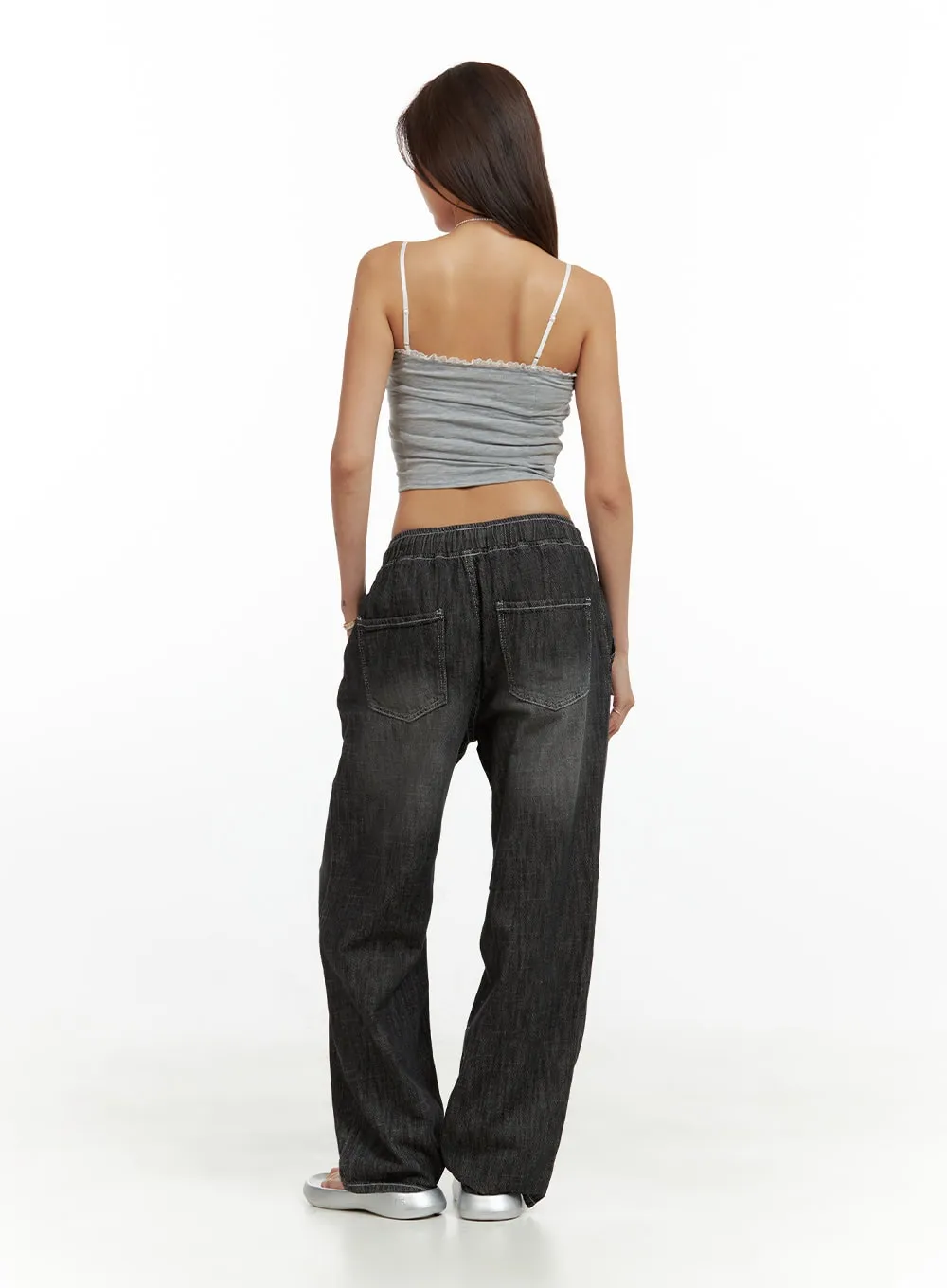 Banding Drawstring Baggy Jeans (Unisex) CU417