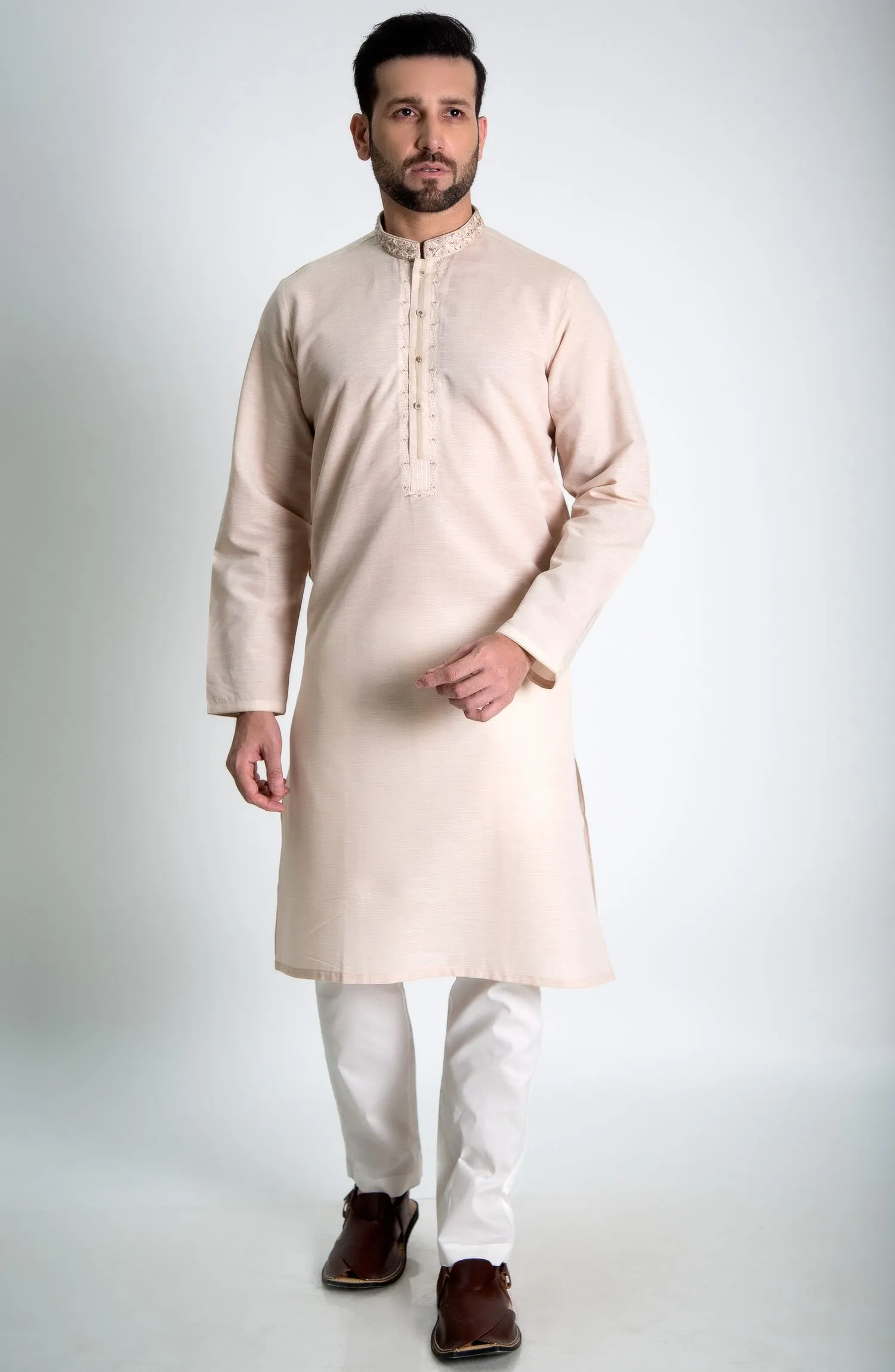 BEIGE- EMBROIDERED COTTON