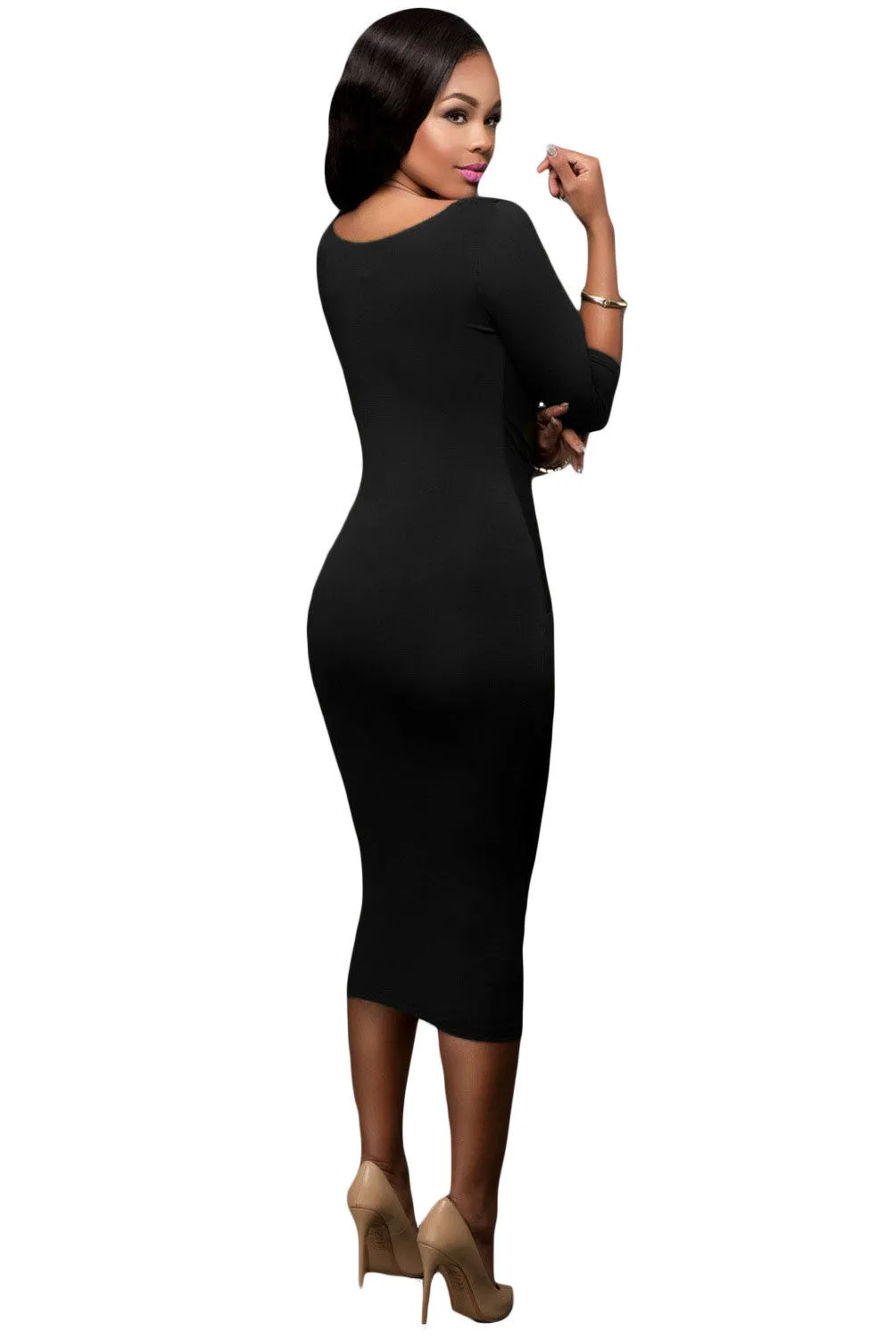 Black Bodycon One Piece Dress