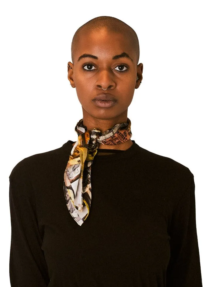 Black Civil War Solider Small Silk Scarf - Silk Charmeuse