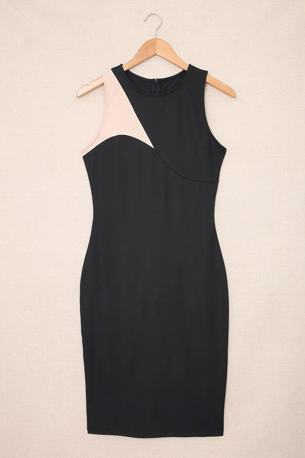 Black Color Block Party Bodycon Dress