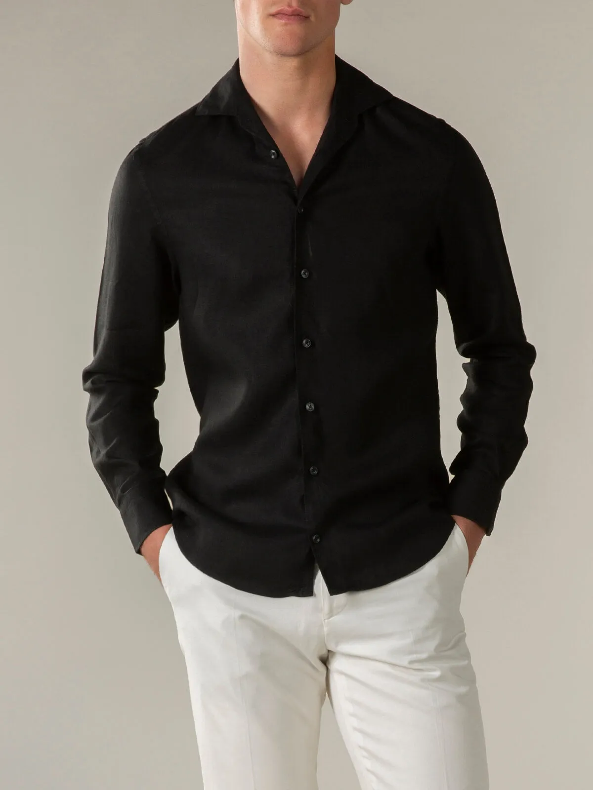 Black Linen Seaside Shirt