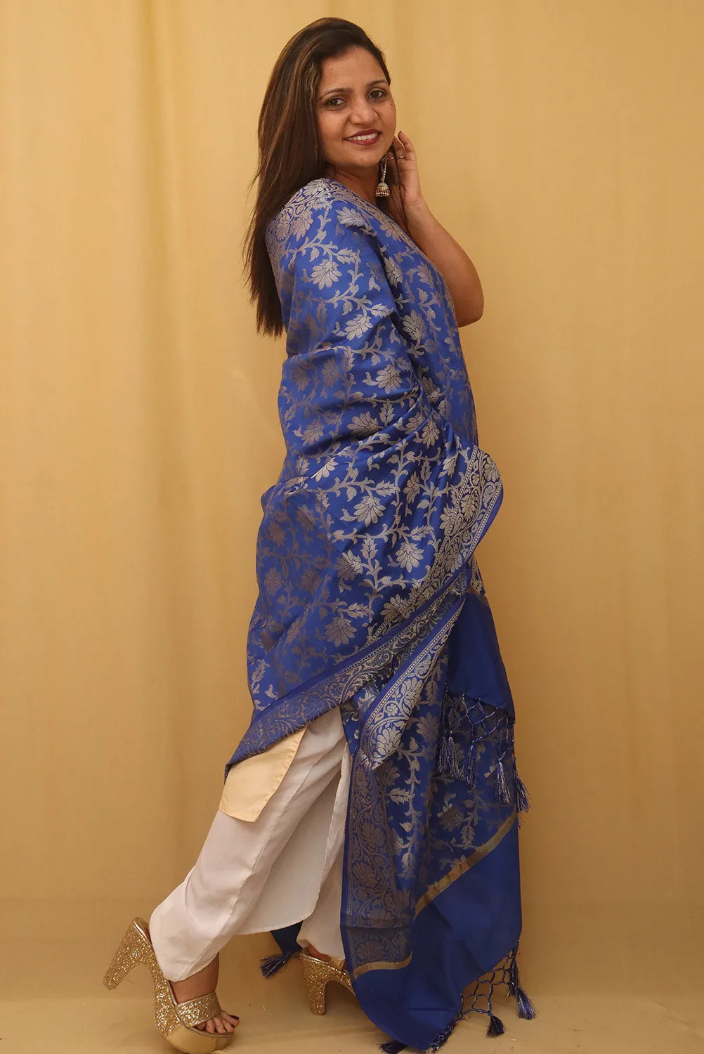 Blue Banarasi Silk Dupatta