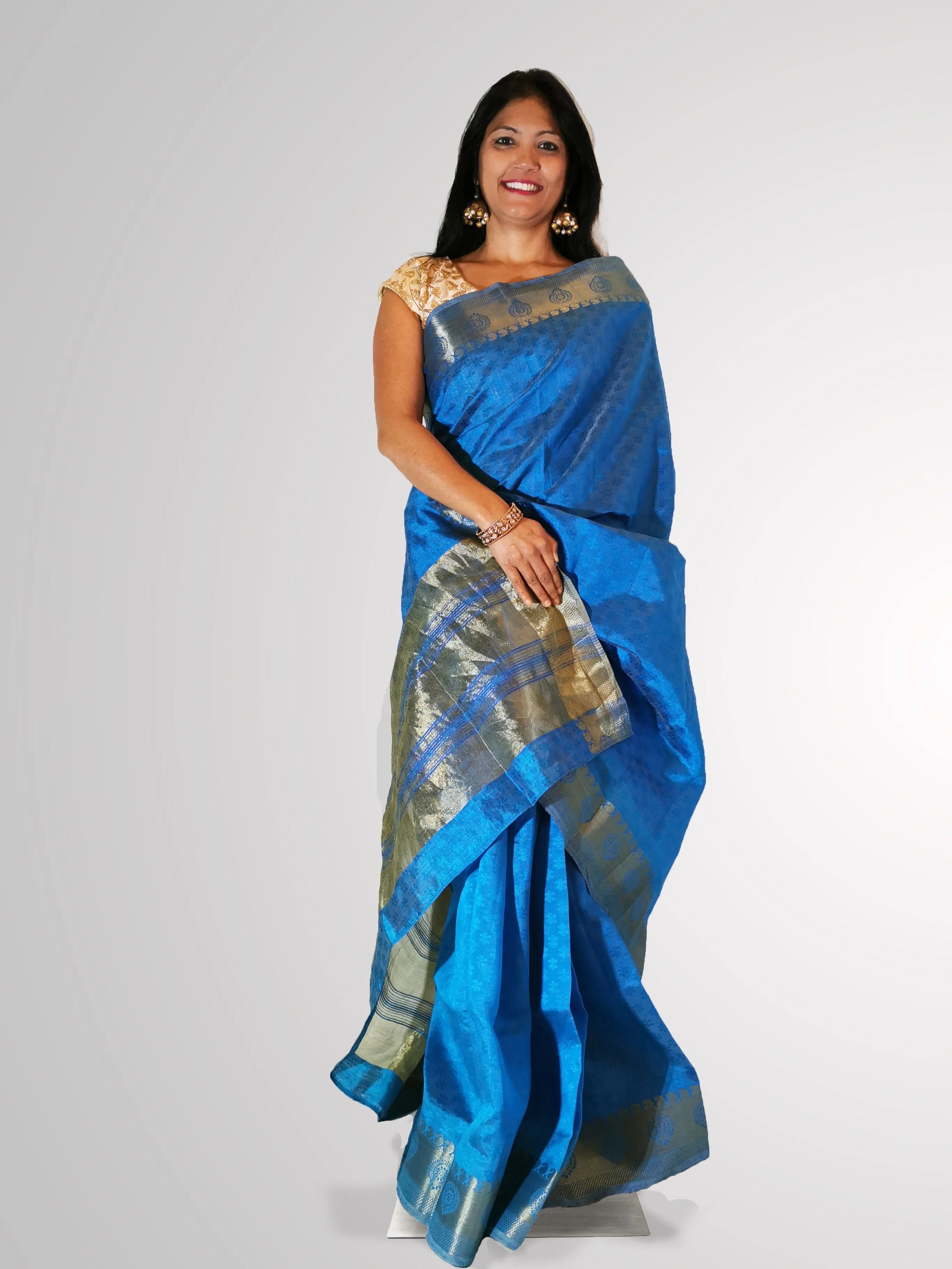 Blue Banarasi Silk Saree