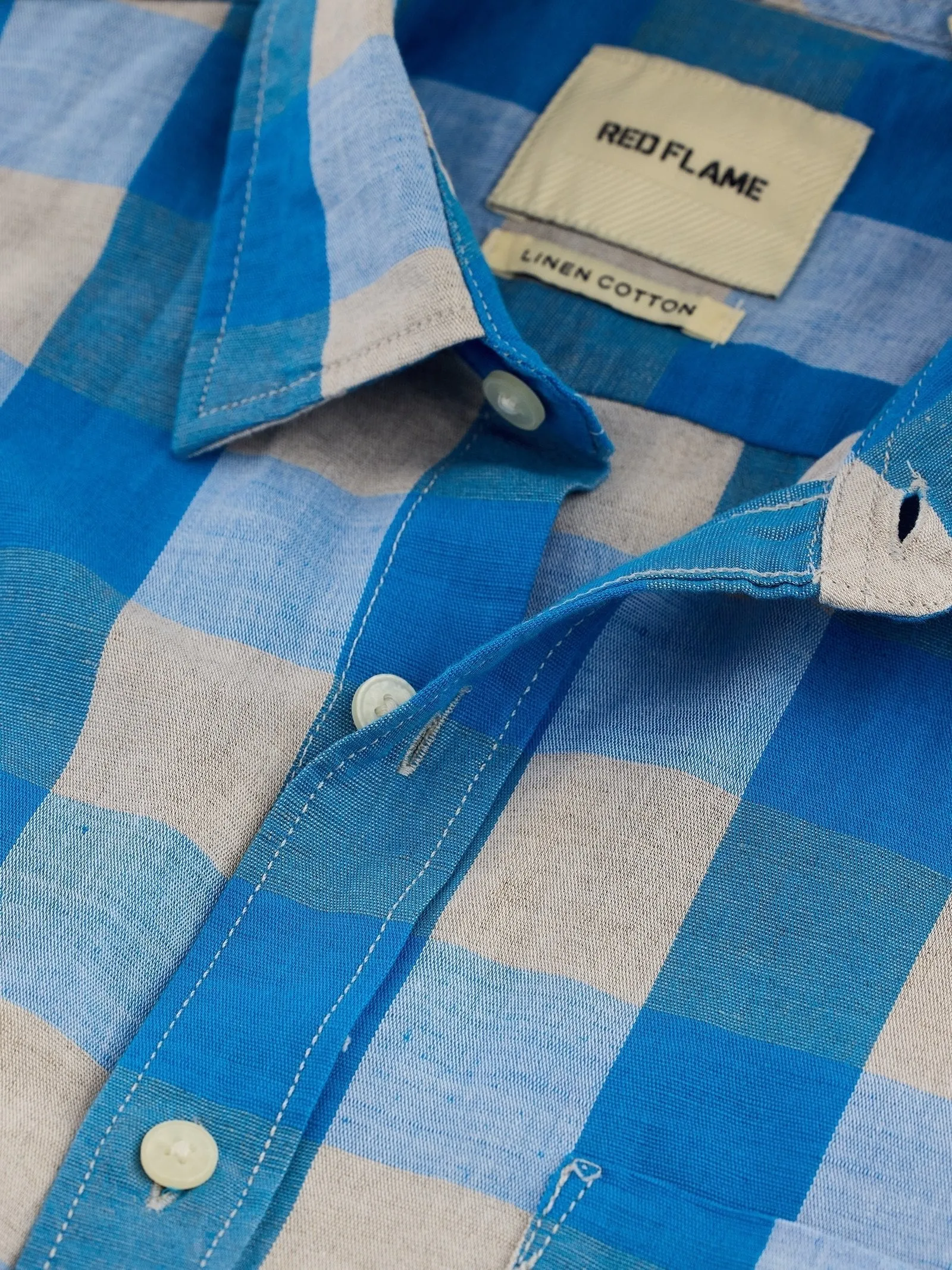 Blue Checked Linen Shirt