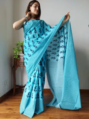 Blue Cotton Saree