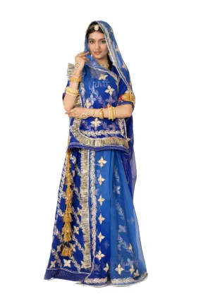 Blue Sikhiya Satin Rajputi Poshak