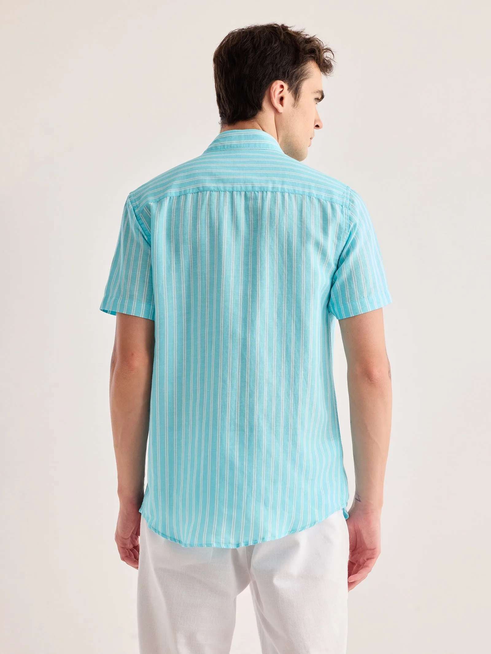 Blue Striped Linen Shirt