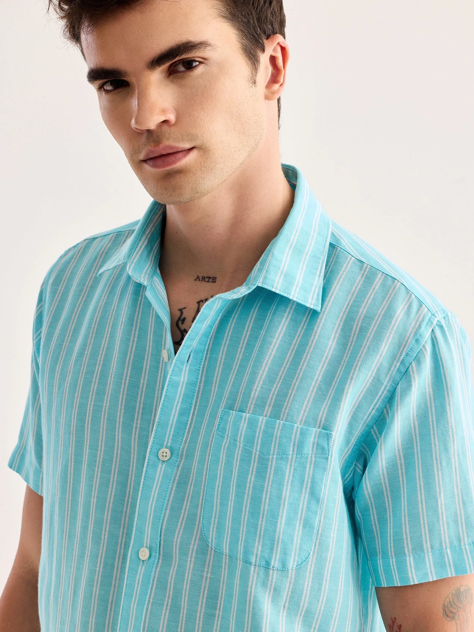 Blue Striped Linen Shirt