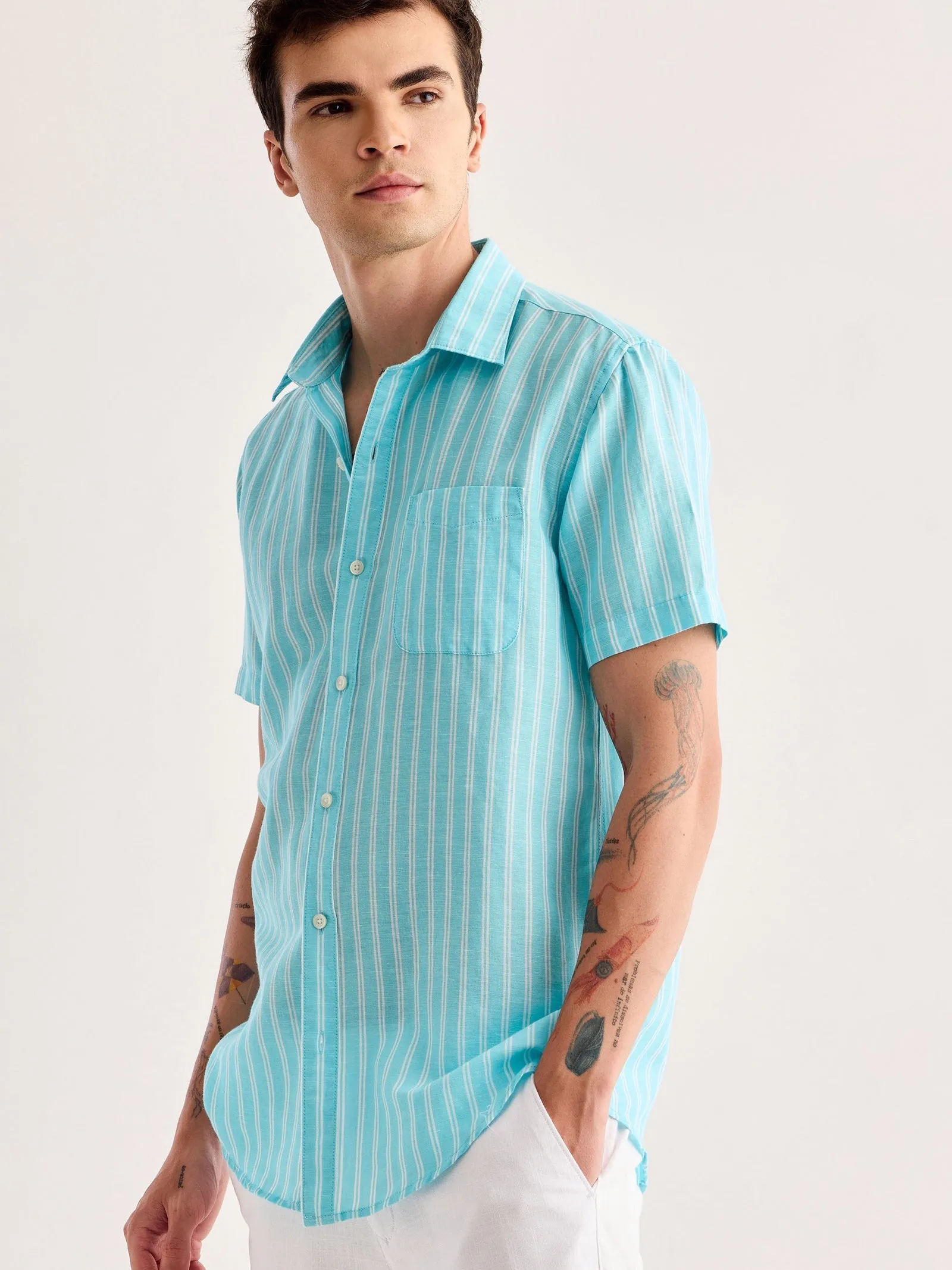 Blue Striped Linen Shirt