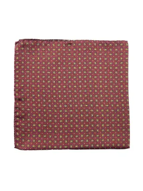 Burgundy Shield Printed Silk Pochette