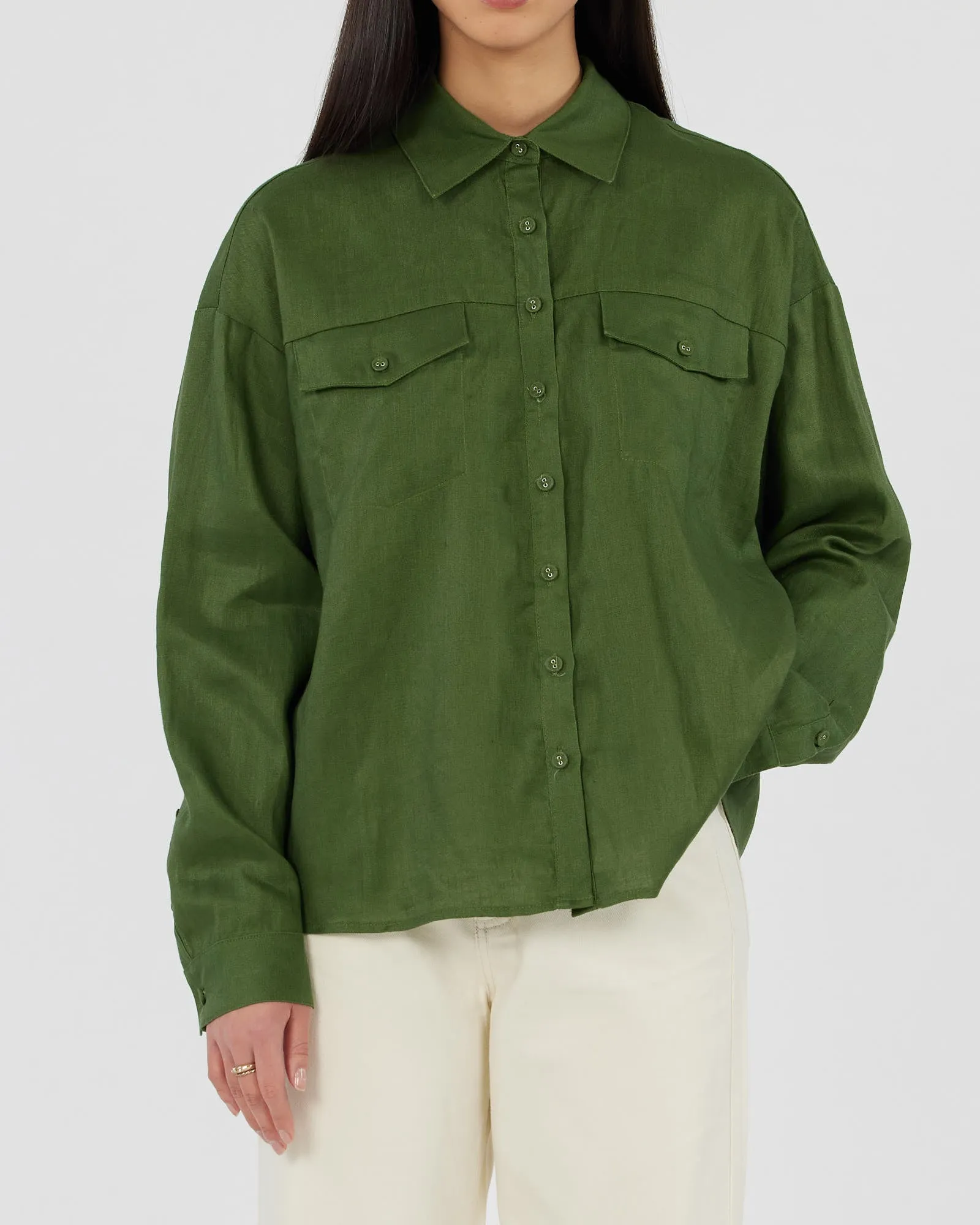 Byron Linen Overshirt - Verdant