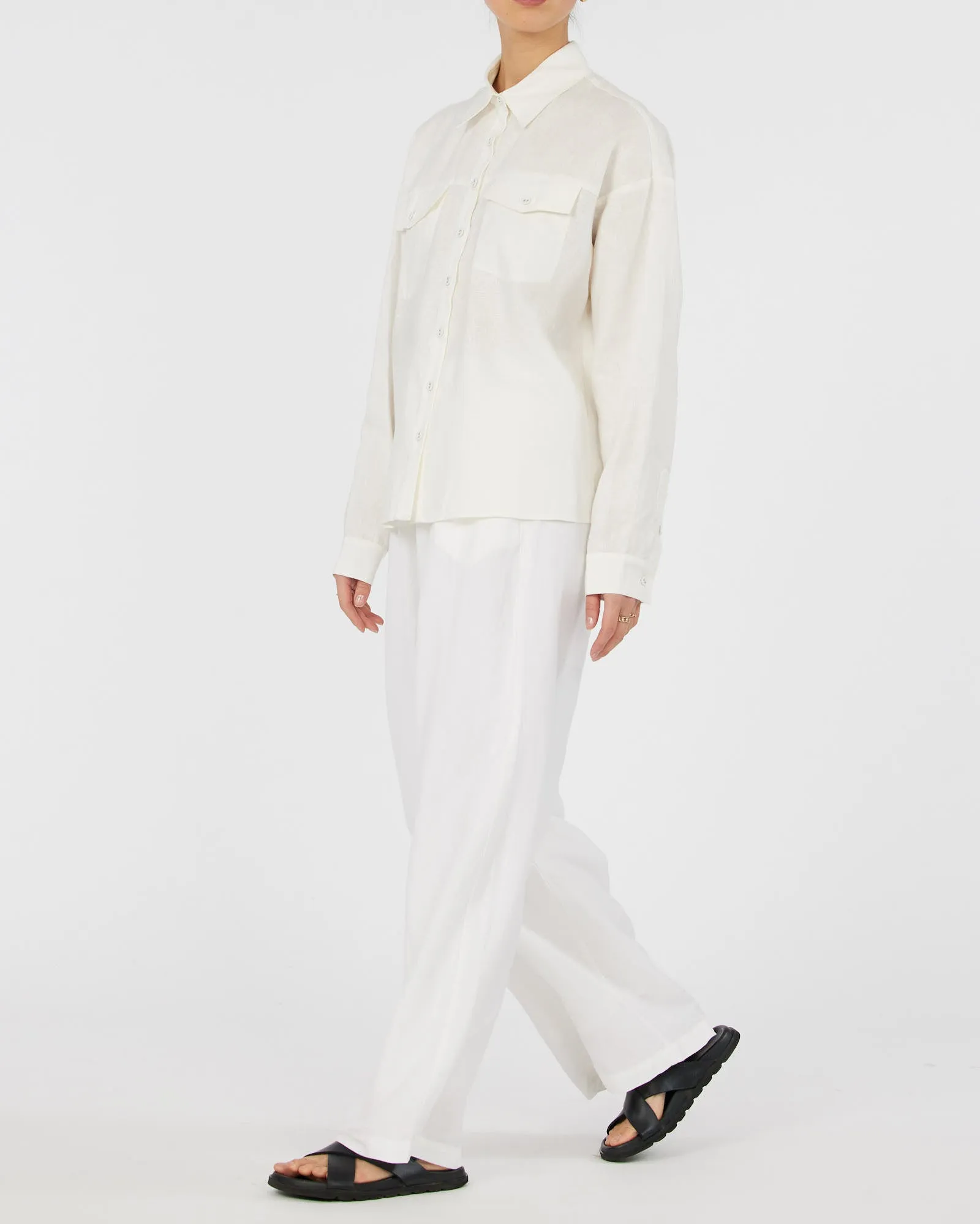 Byron Linen Overshirt - White