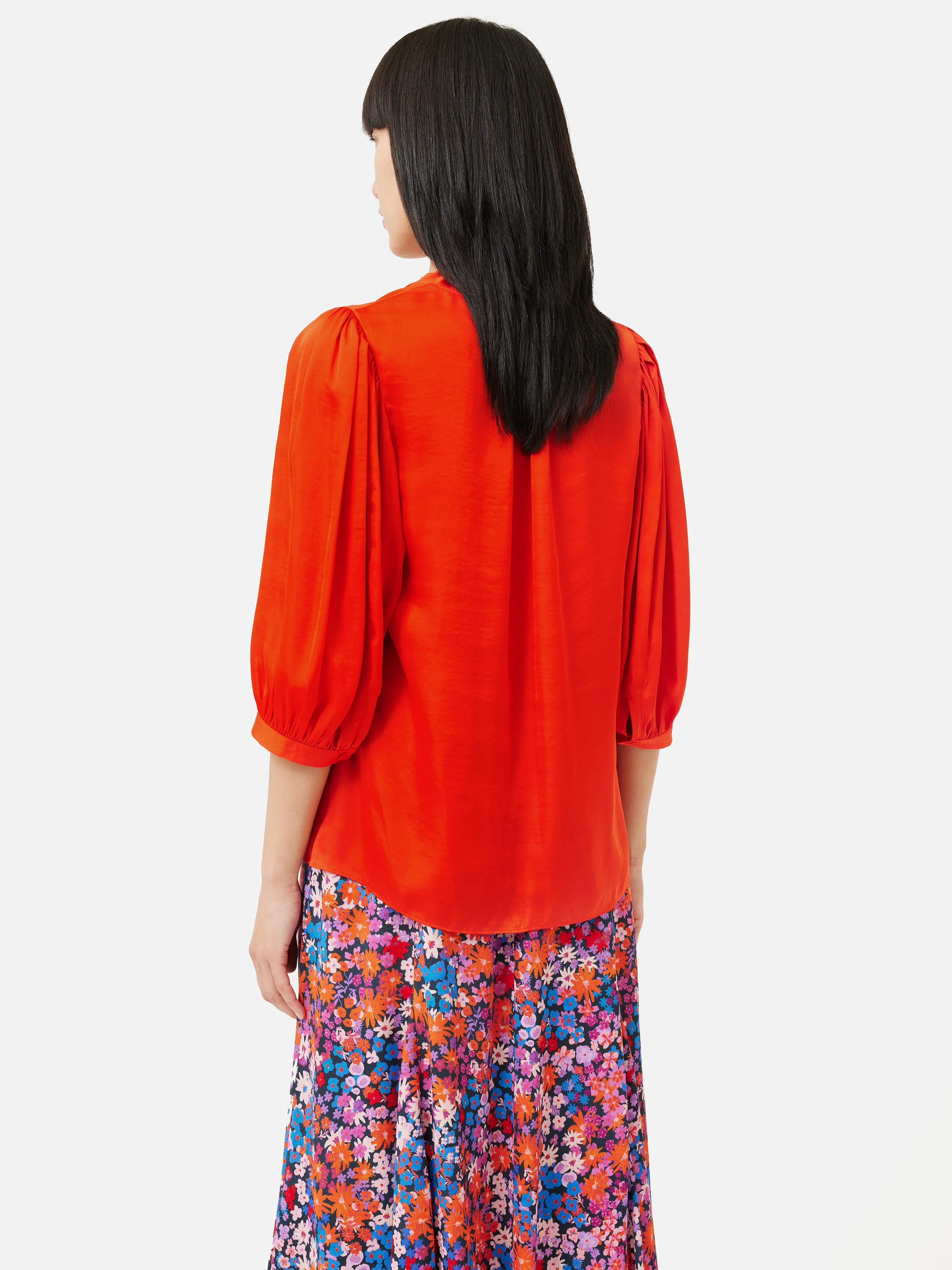 Cecily Satin Drape Top | Orange