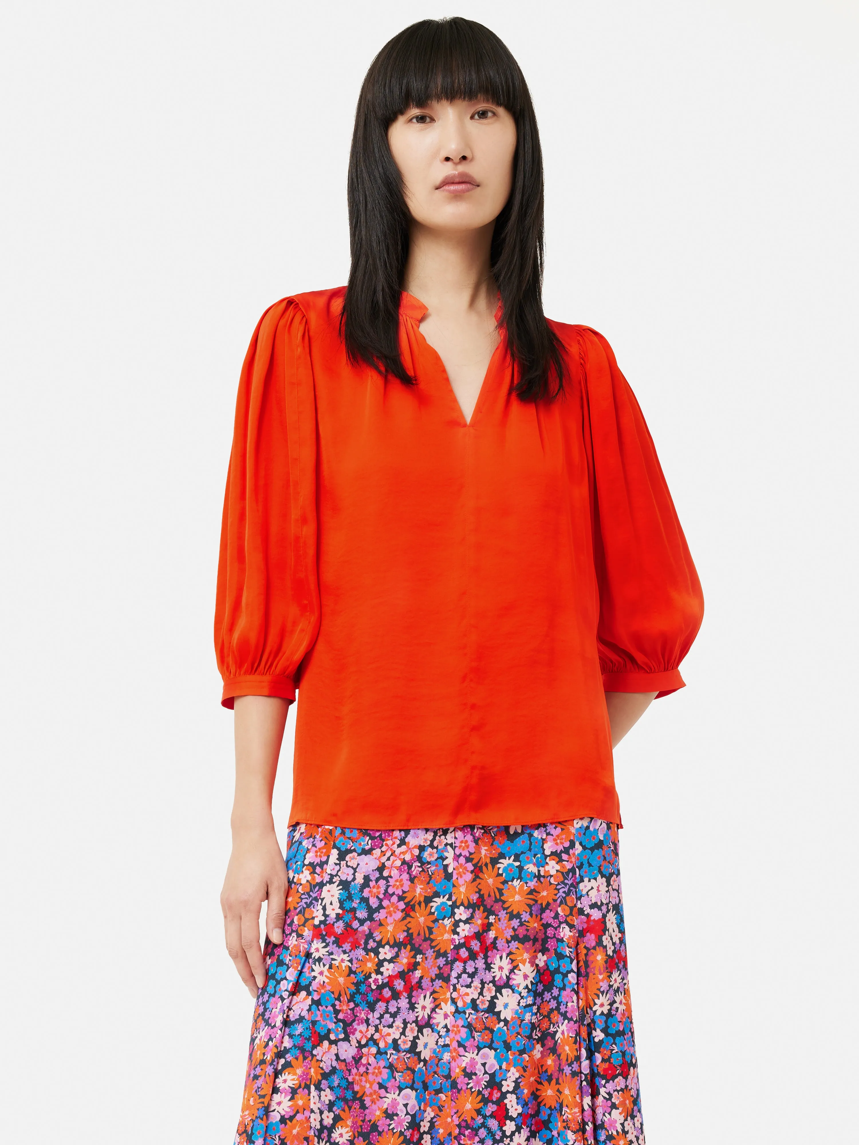 Cecily Satin Drape Top | Orange