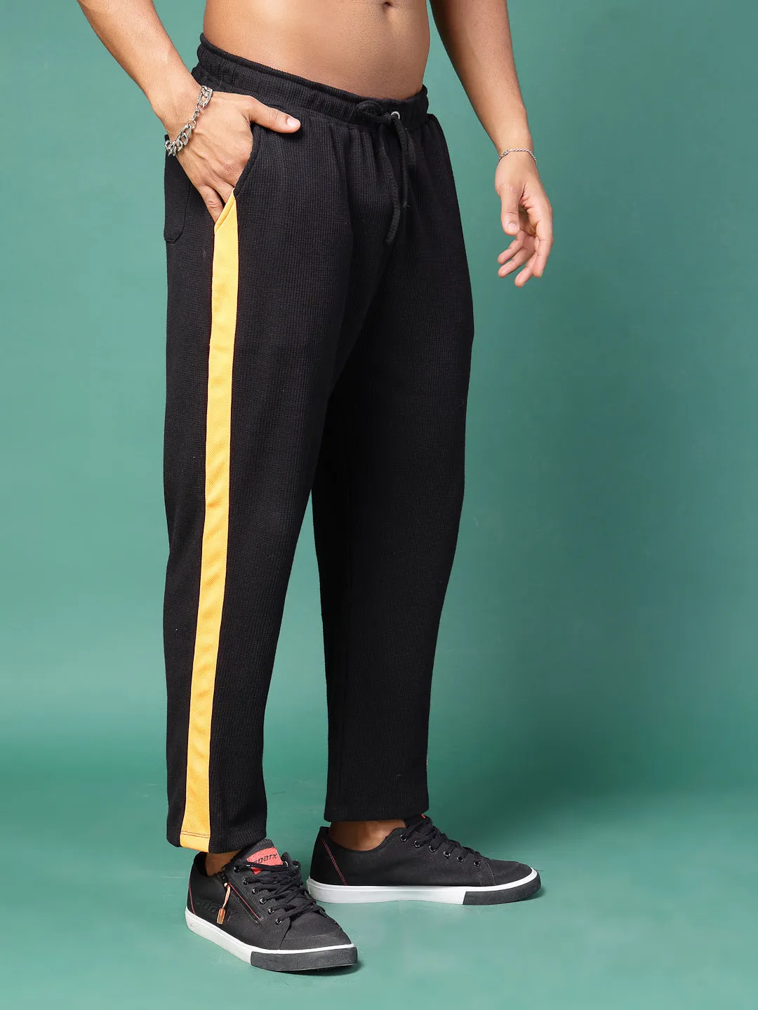 Colorblocked Baggy Trackpants with Drawstring