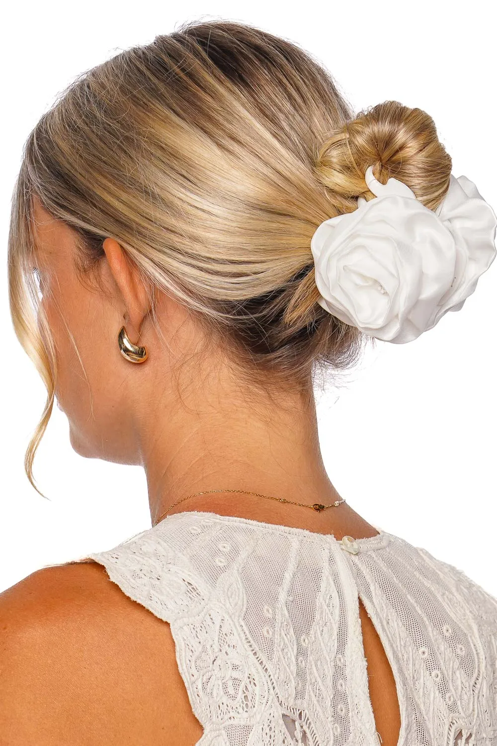 Cream Silk Rose Jaw Clip