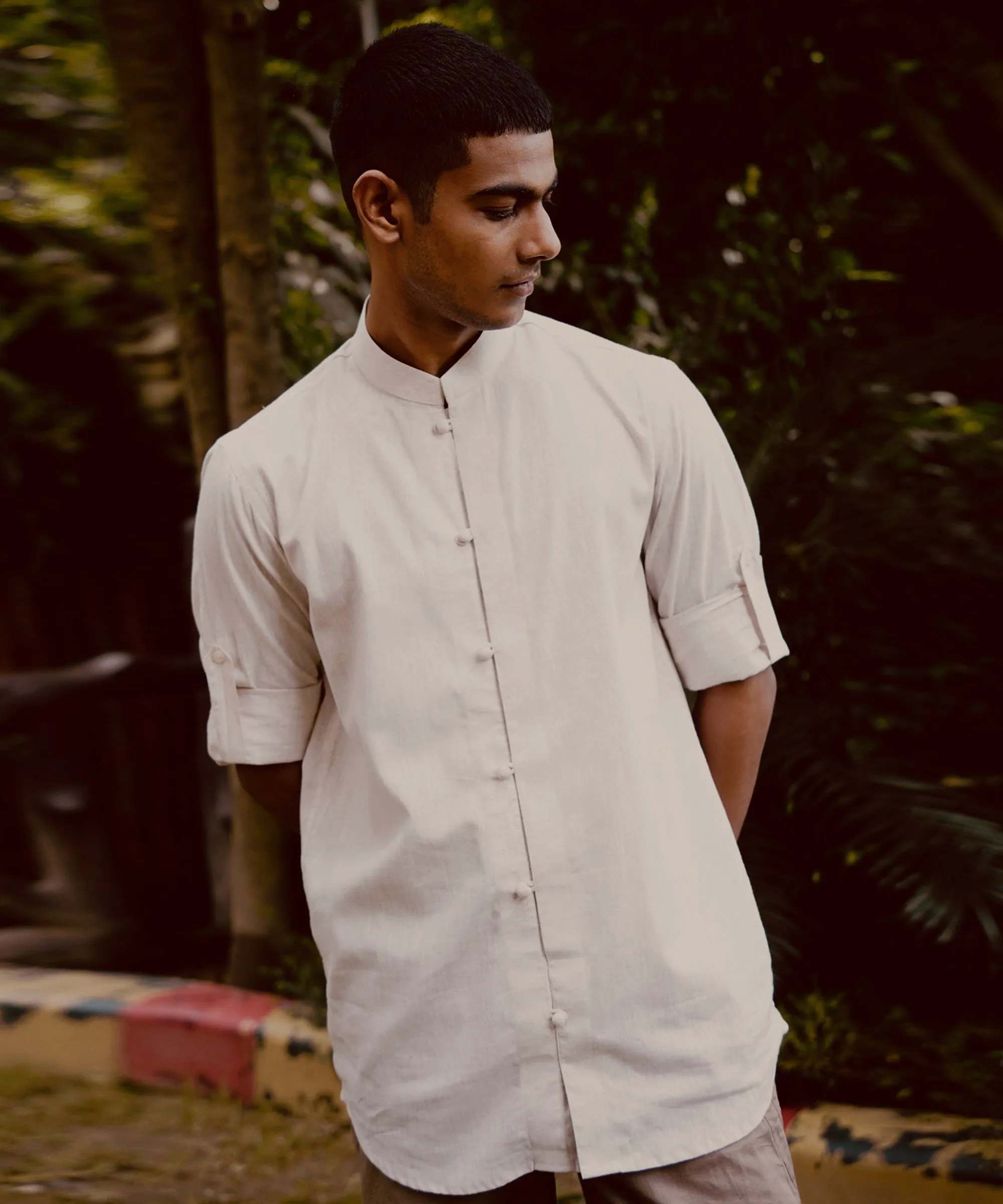 Ecru Cotton Linen Shirt