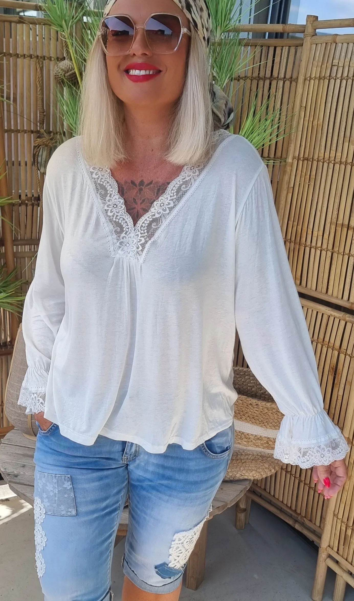 Elise Lace Top White