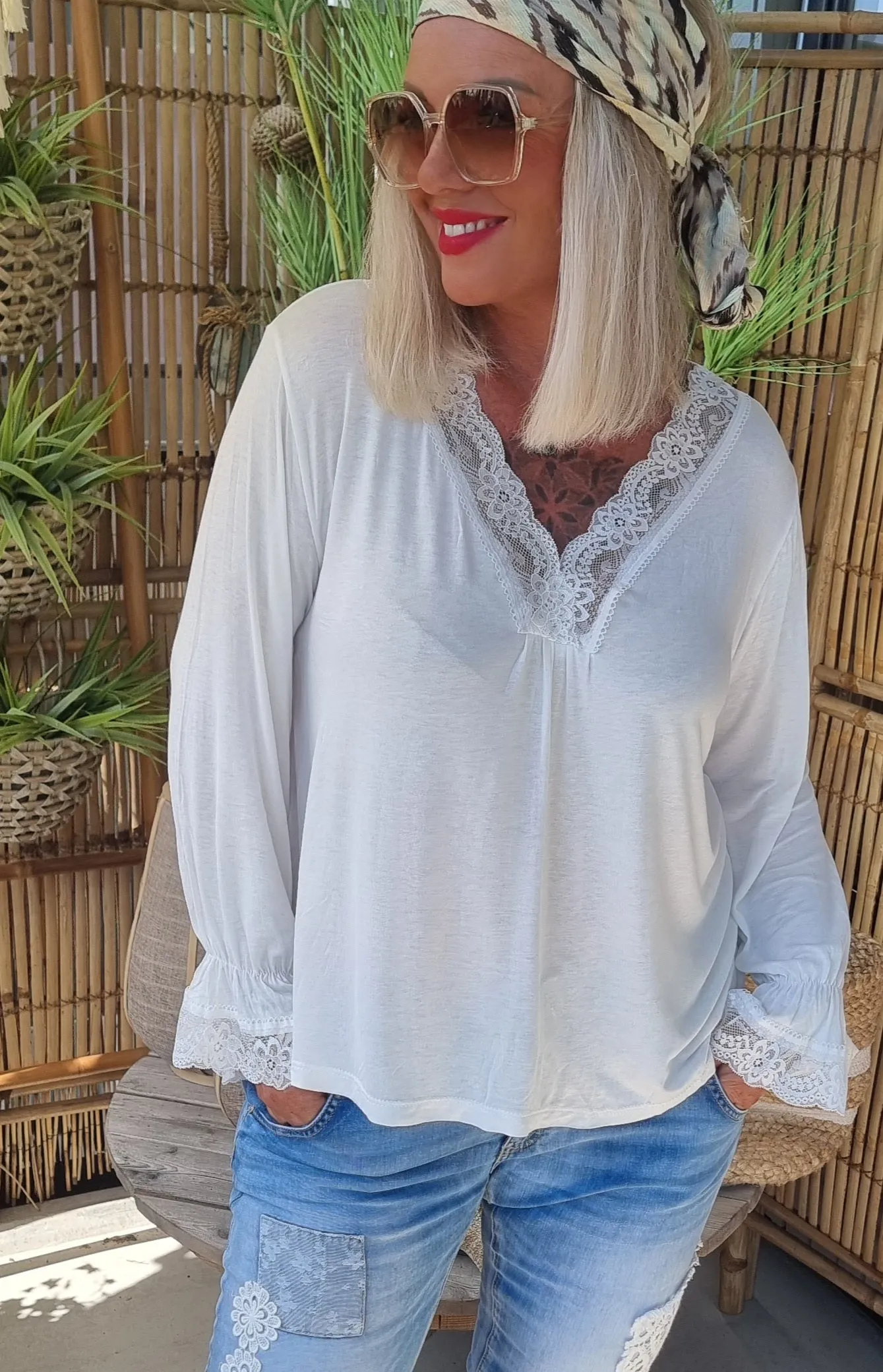 Elise Lace Top White