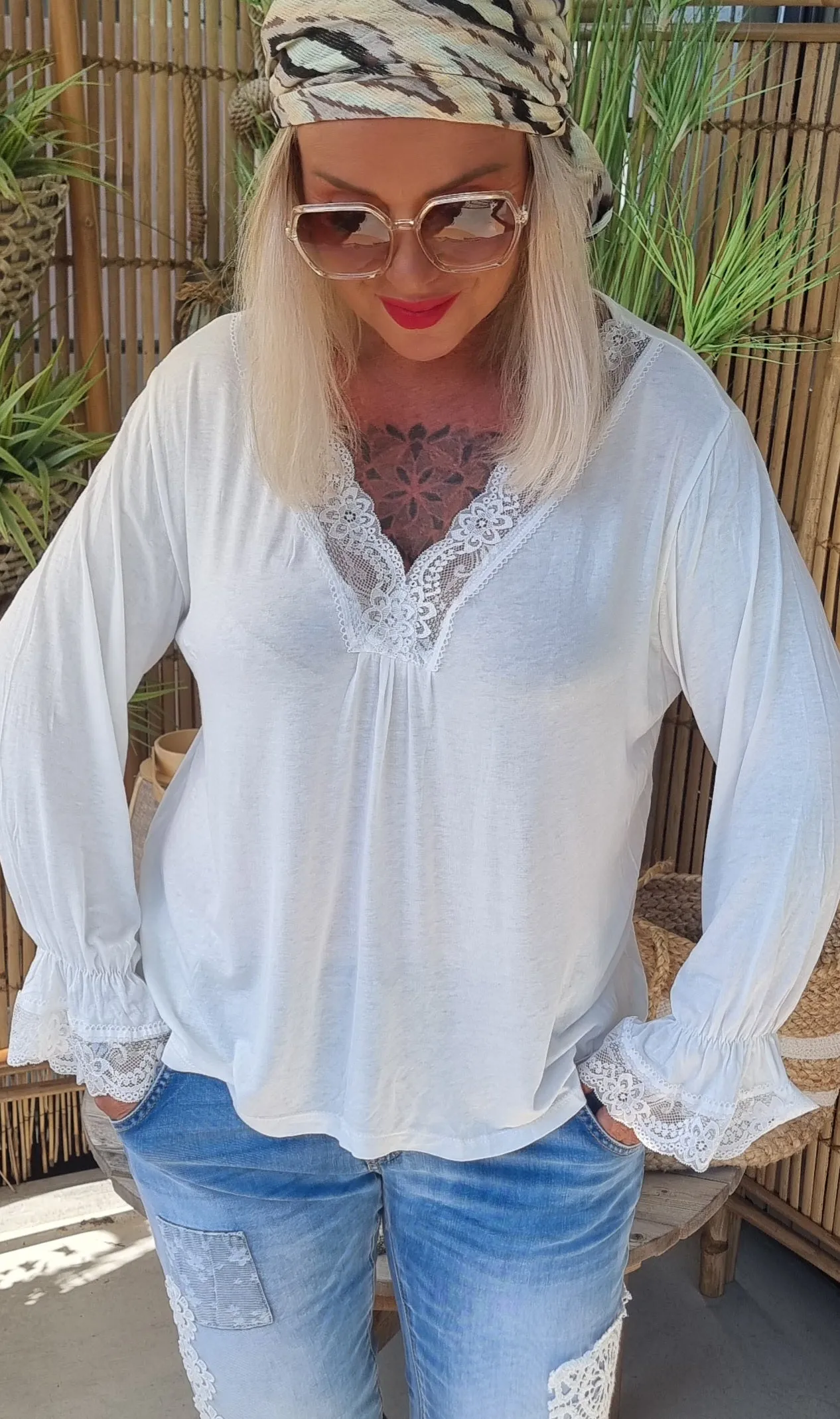 Elise Lace Top White