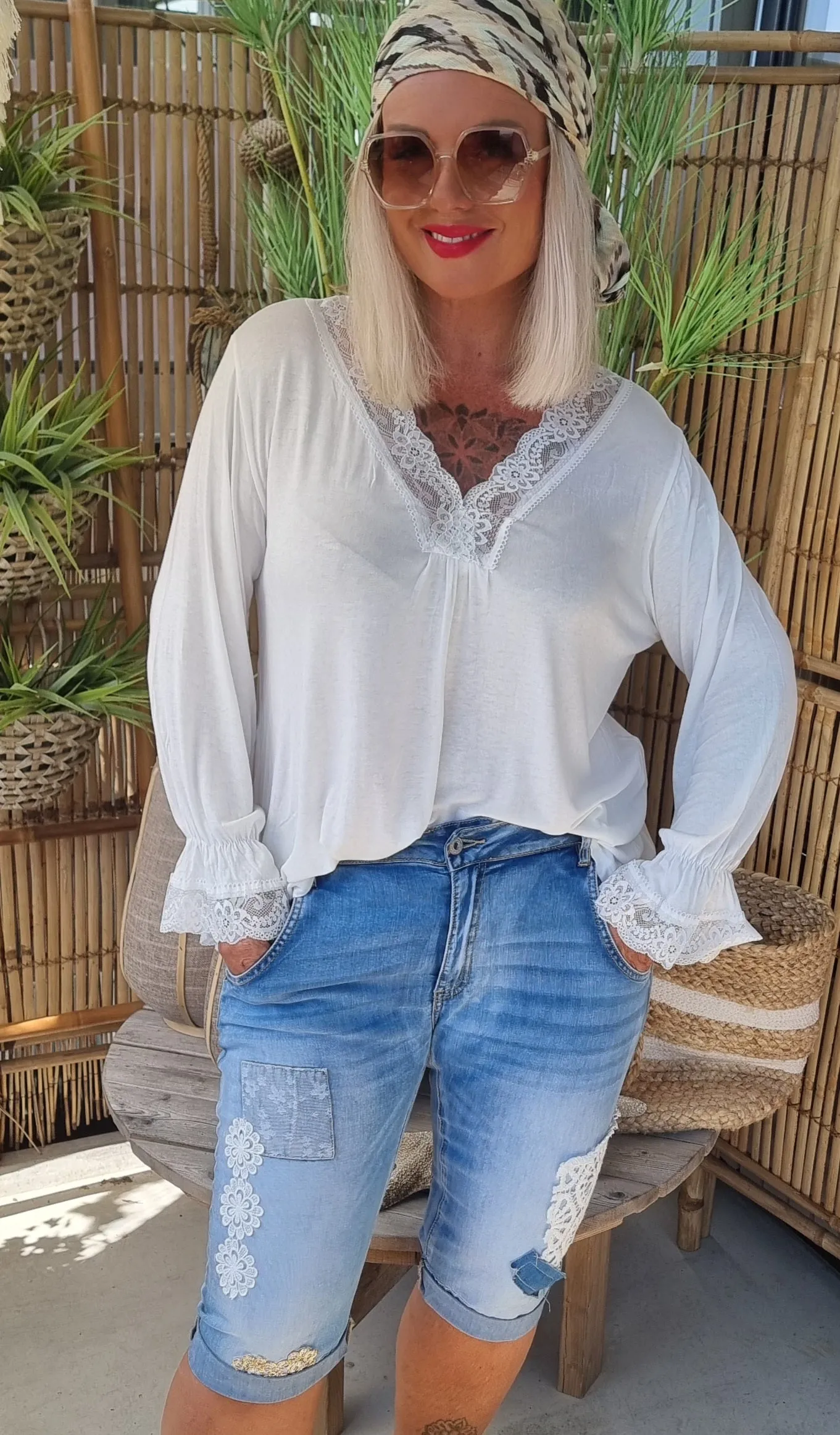 Elise Lace Top White