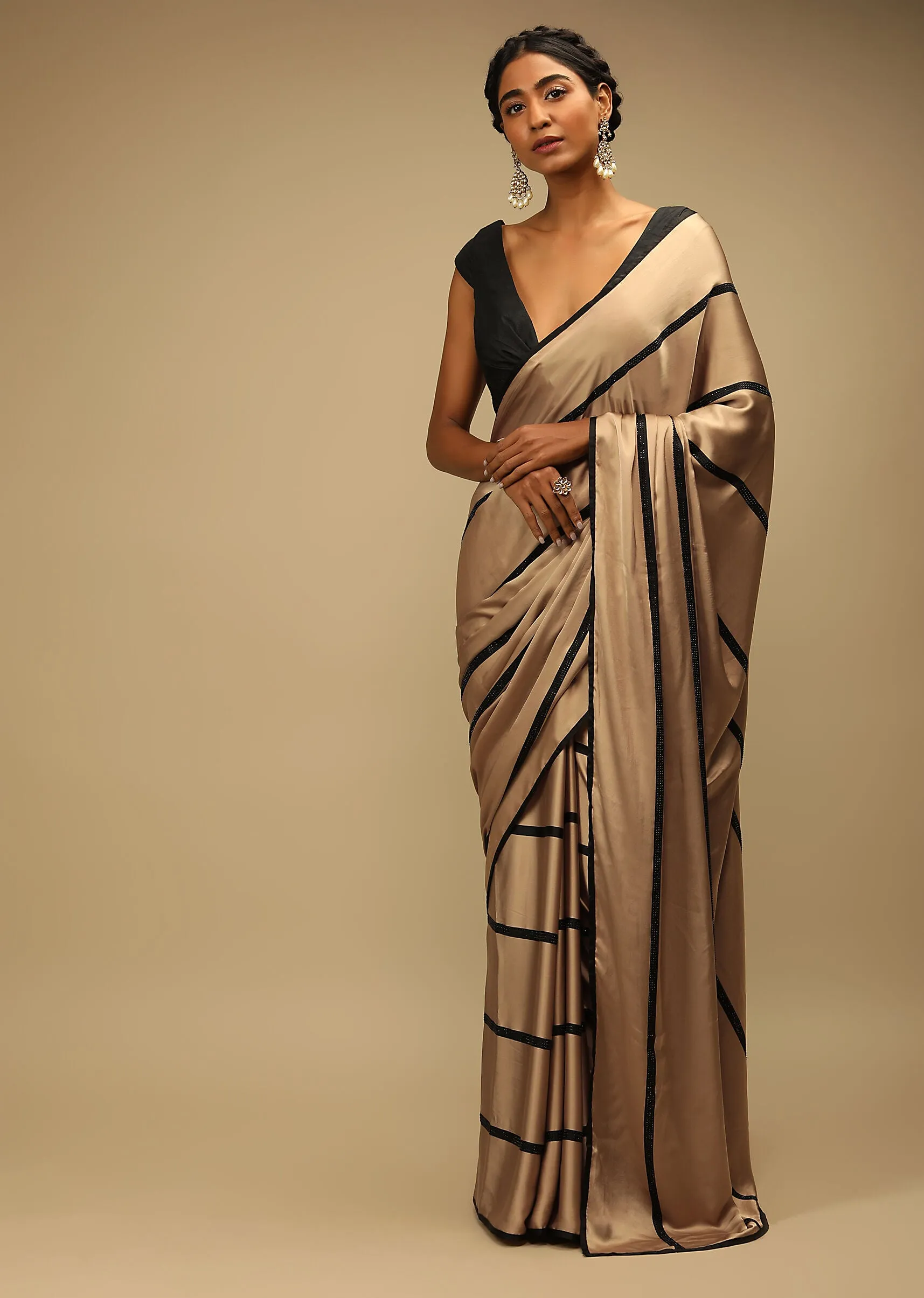 Gold Saree In Satin