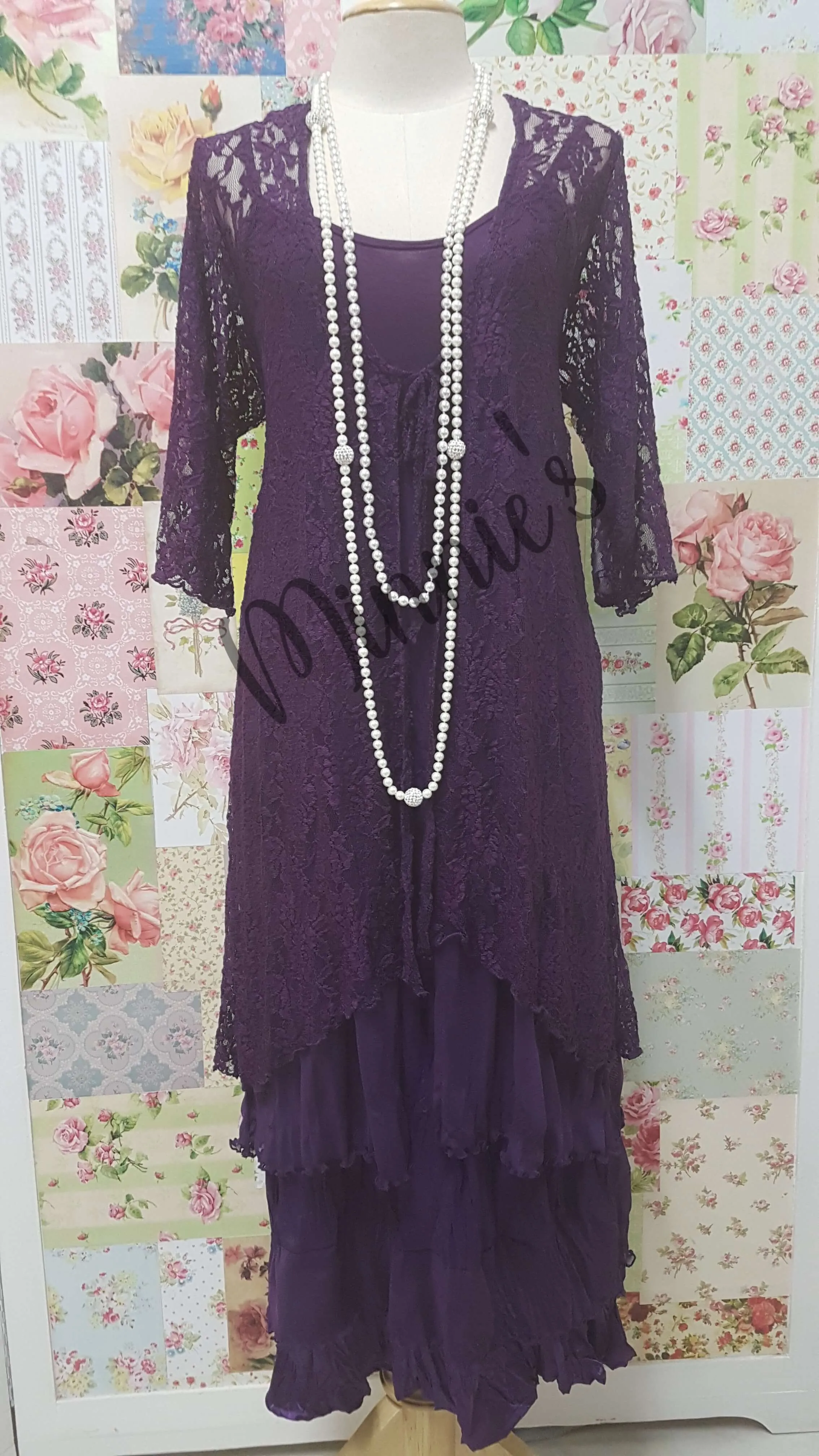 Grape Reversed Satin Dress GD013