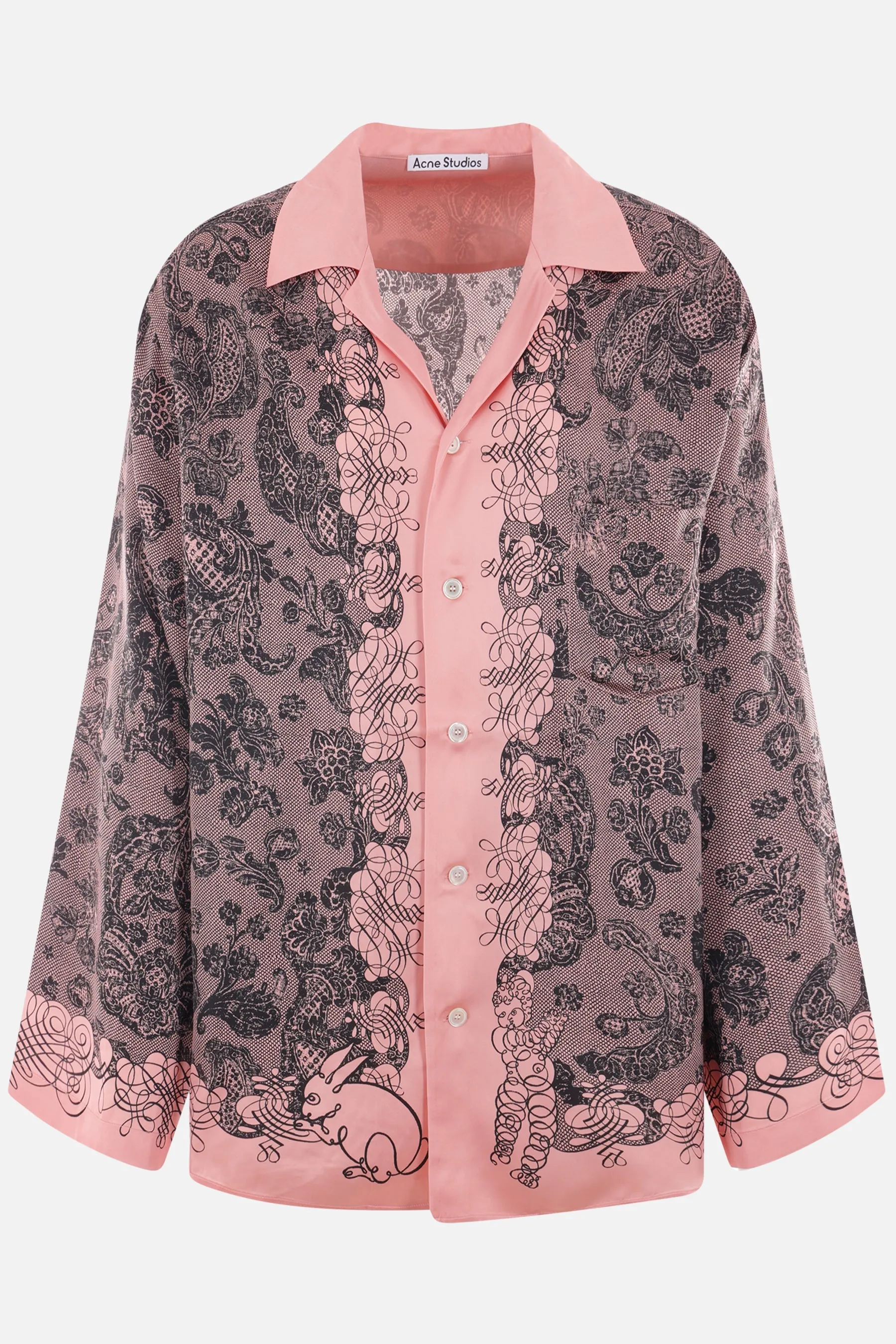 graphic print satin shirt