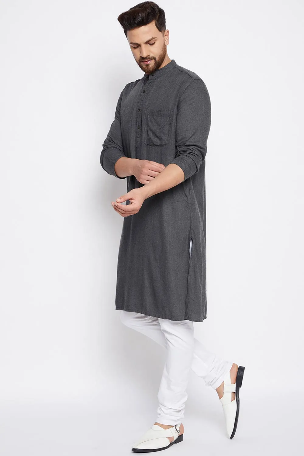 Gray Cotton Kurta