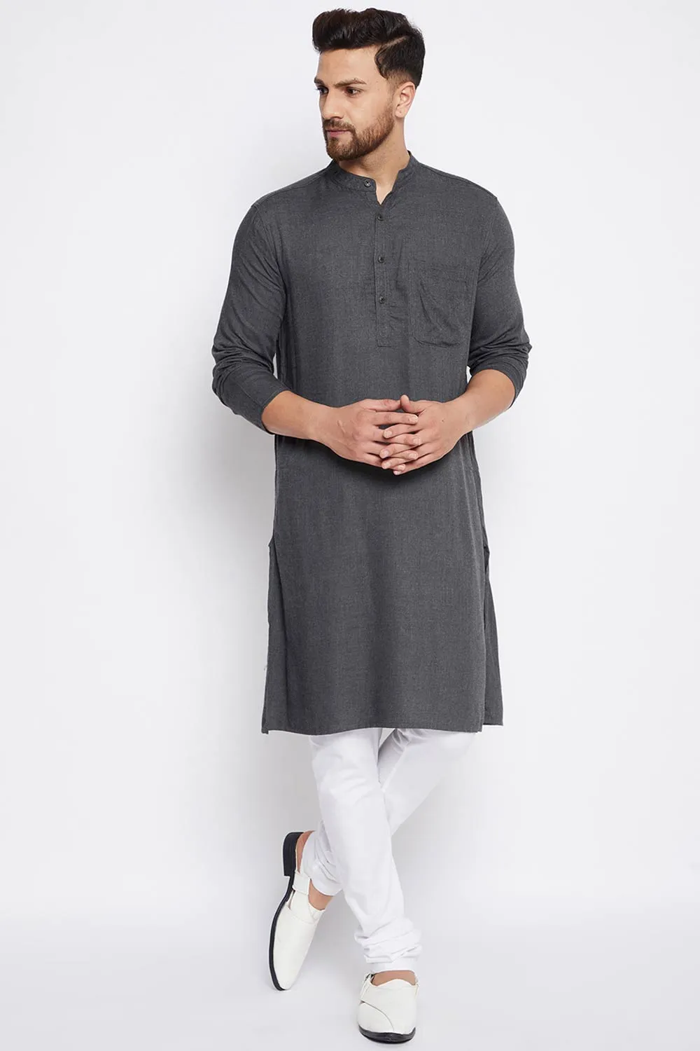 Gray Cotton Kurta