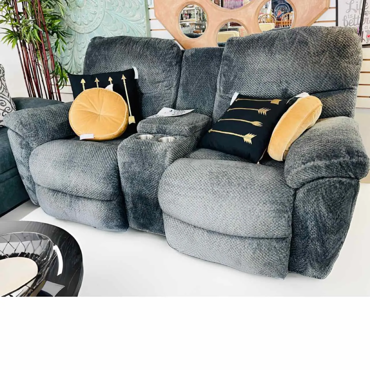 Gray Polyester Furniture Love Seat