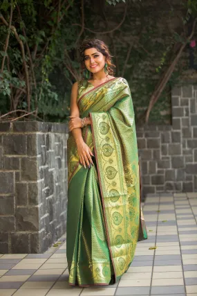 Green Banarasi Silk Saree