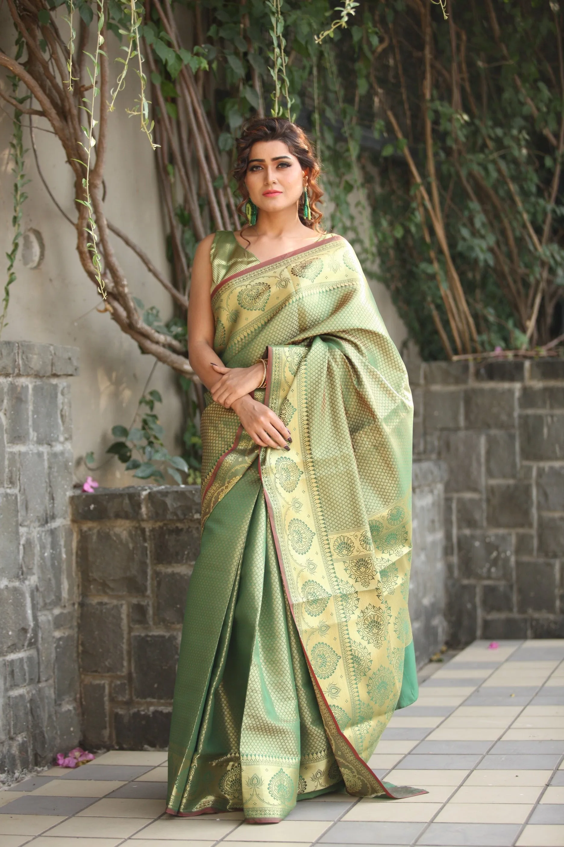 Green Banarasi Silk Saree