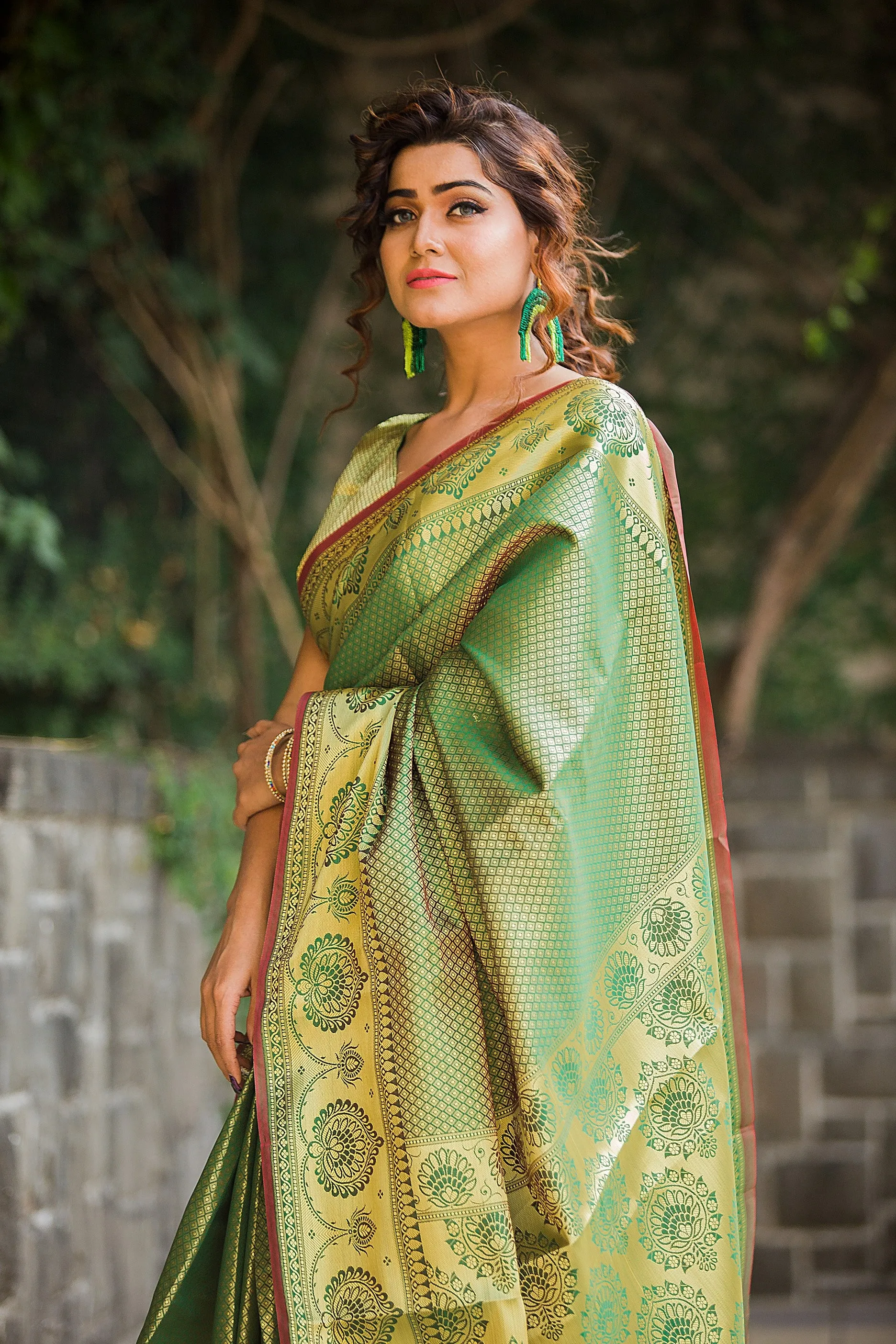 Green Banarasi Silk Saree