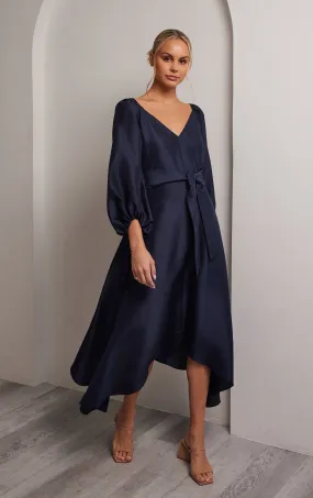 Isabelle Silk Dress - Navy