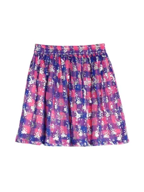 Ishin Girls Polyester Blue Printed Flared Skirt