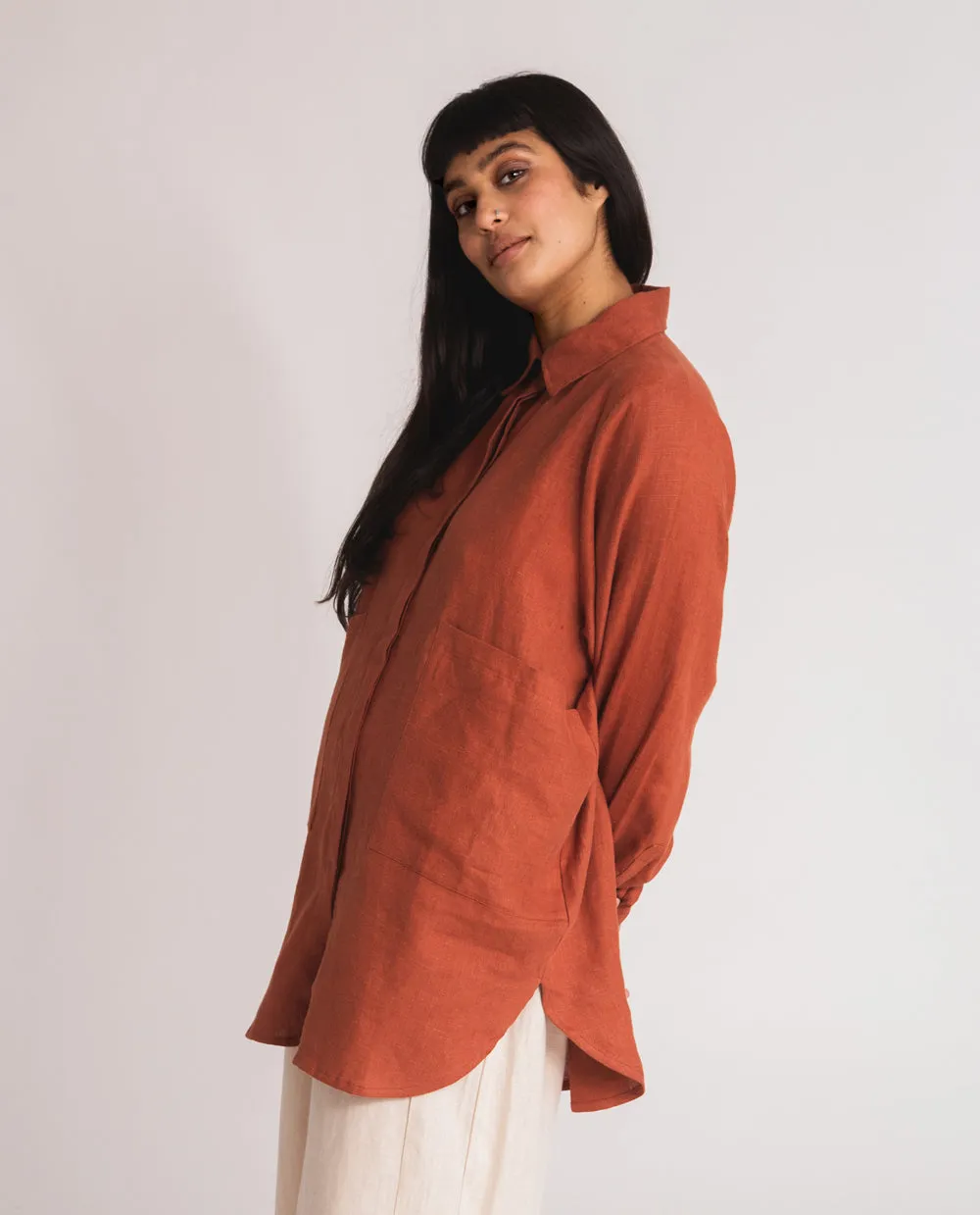 Jacqueline Linen Shirt In Clay