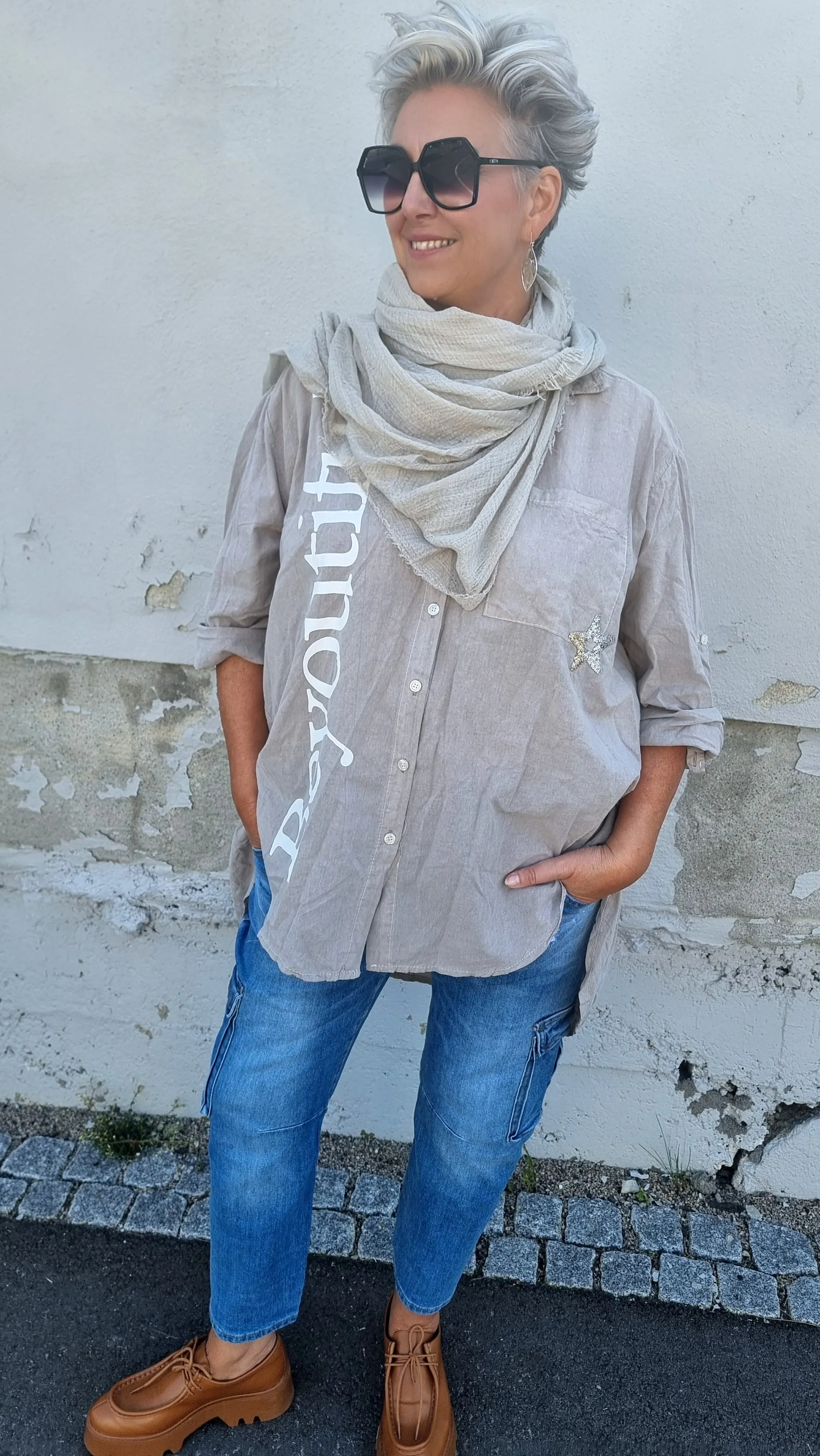 Kine Baggy Shirt Taupe